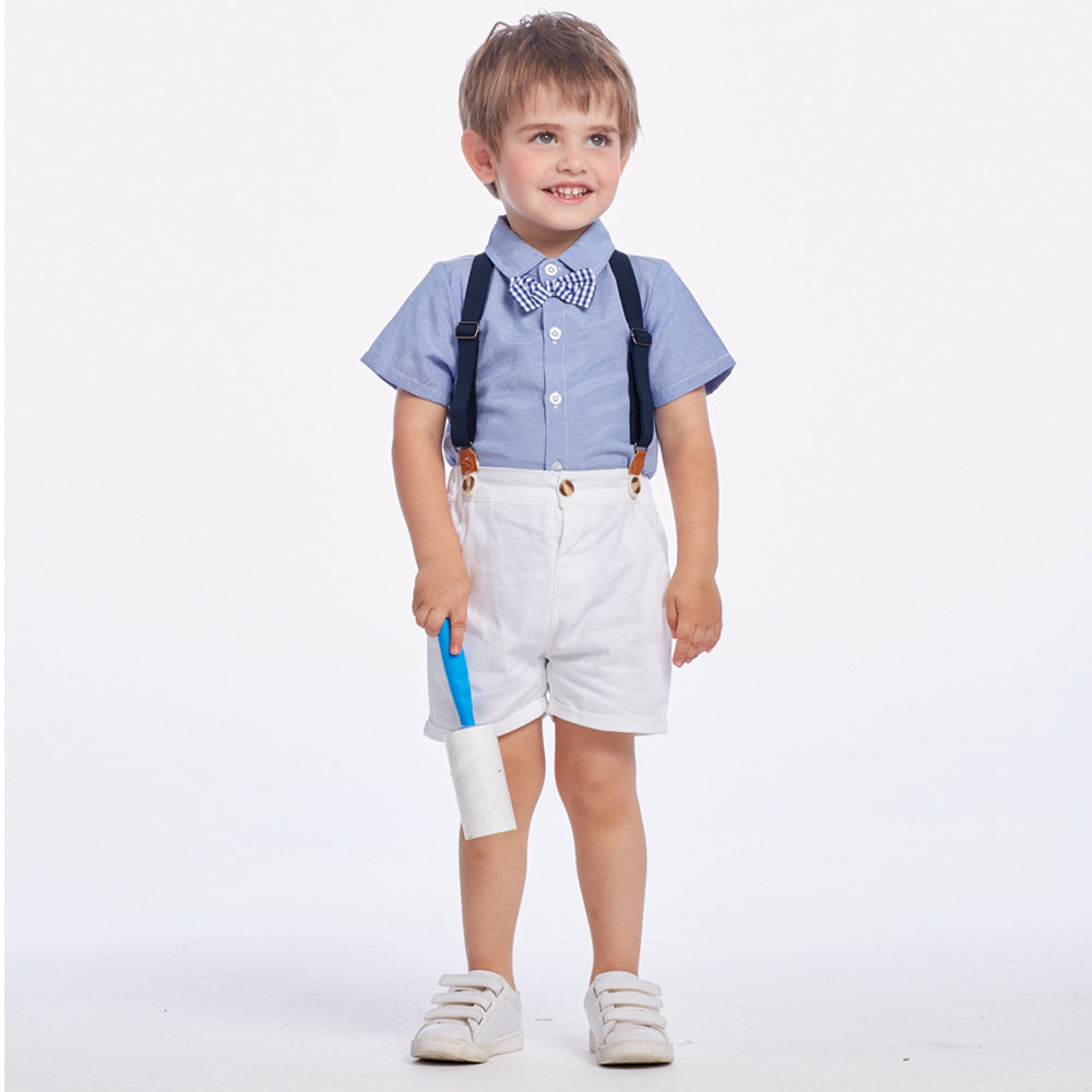 Summer Korean Style Boy's Short-sleeved Shirt Suspender Pants Suit - Boys & Kids dresses - Baby's World (view 2)