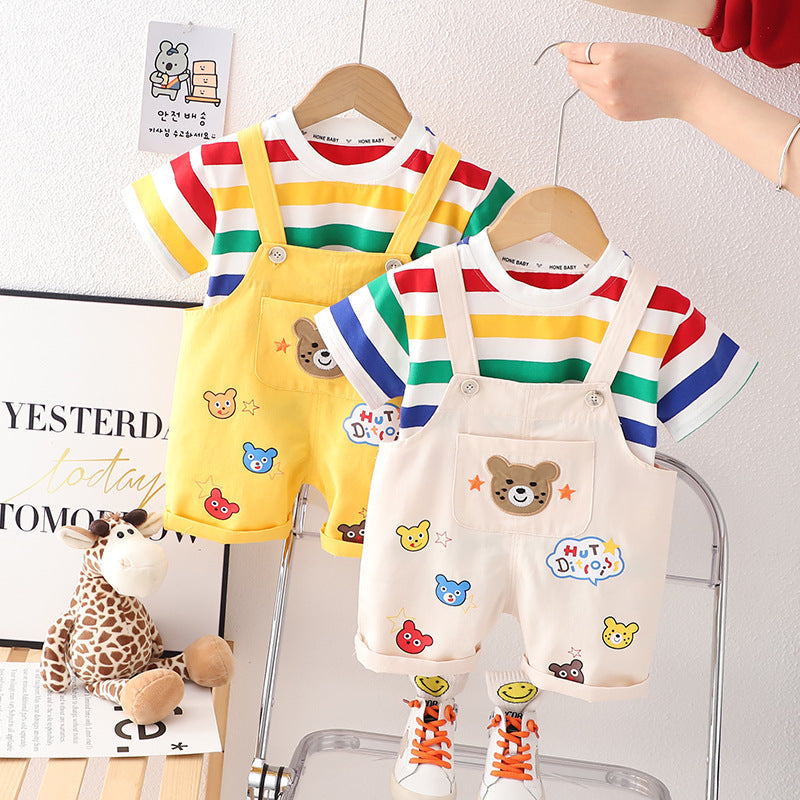 Boys Summer Casual - Boys' Summer Casual Suspender Trousers Short Sleeve Suit - Accessories - Baby's World