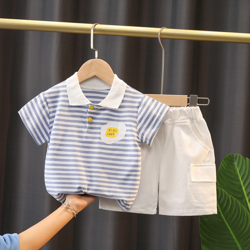 Boys Summer Cute - Boys' Summer Cute Stripes Solid Color Short-sleeved Shorts Two-piece Set - Boys Summer & Party Dresses