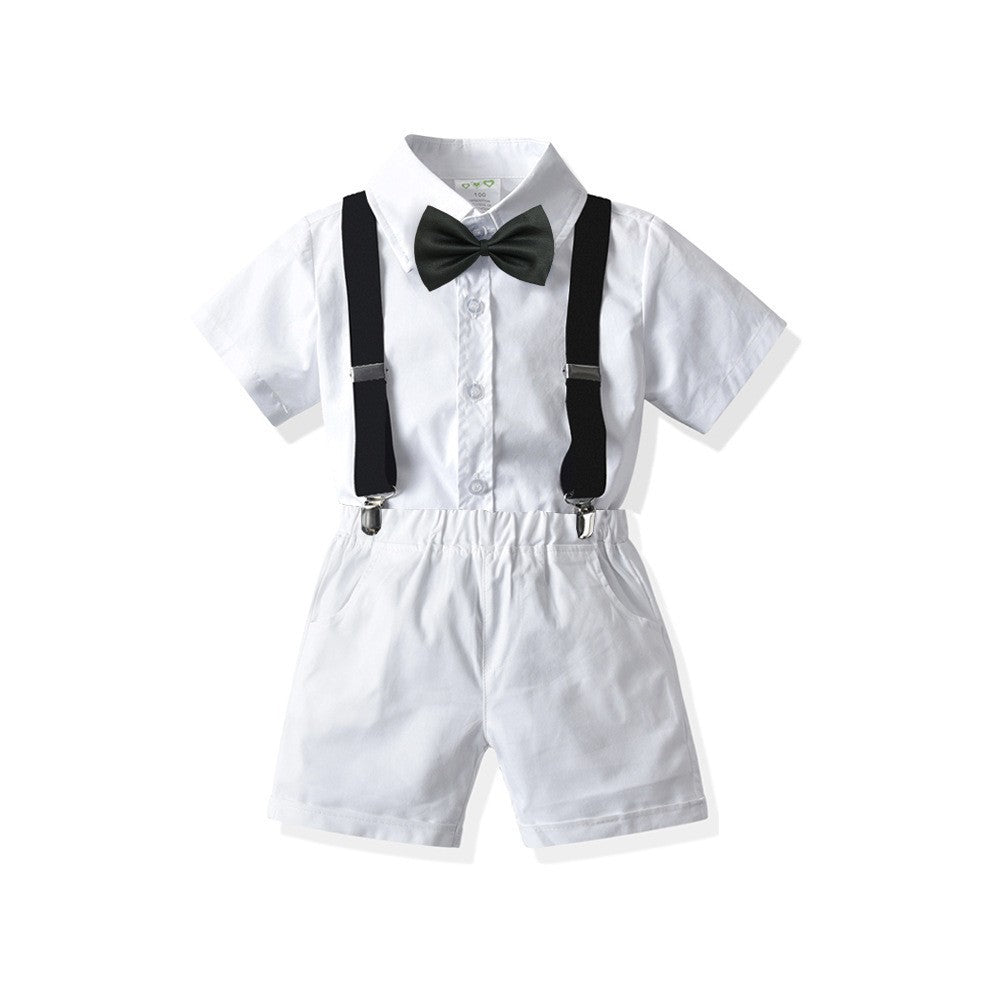 Boys White Short - Boys' White Short-sleeved Shirt Suspender Shorts - Boys & Kids dresses - Baby's World (view 6)