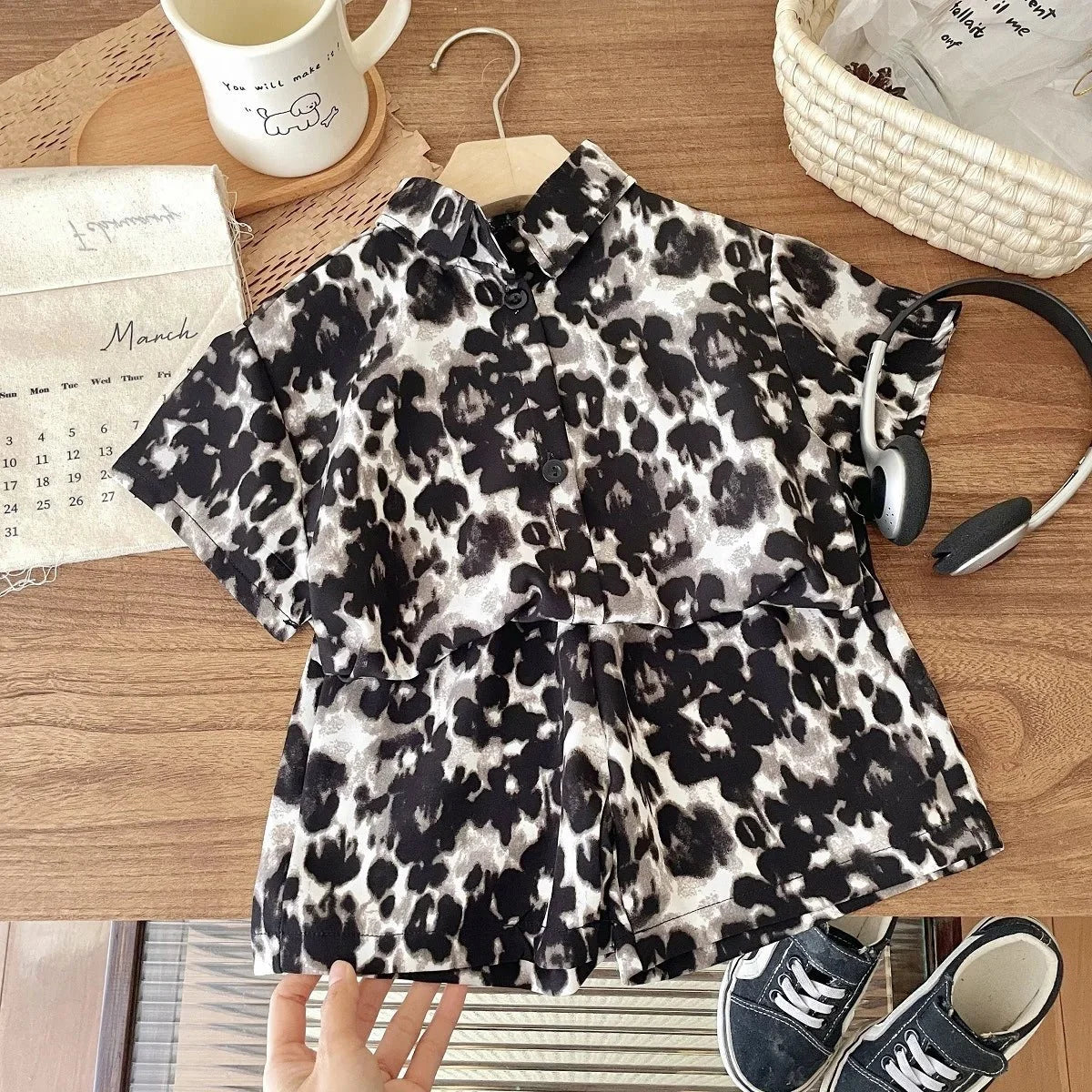 1-6 Age Boys Handsome Two Piece Set Summer Clothing Loose Fashion Children's Short-sleeved Suit Korean Style Kids Clothes