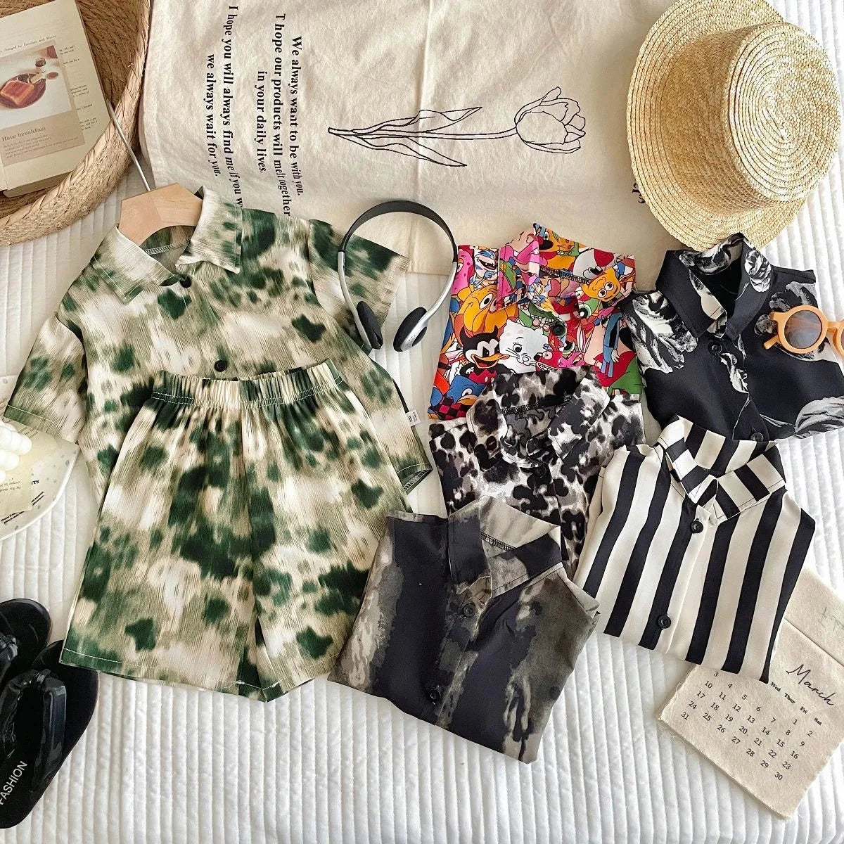 1-6 Age Boys Handsome Two Piece Set Summer Clothing Loose Fashion Children's Short-sleeved Suit Korean Style Kids Clothes