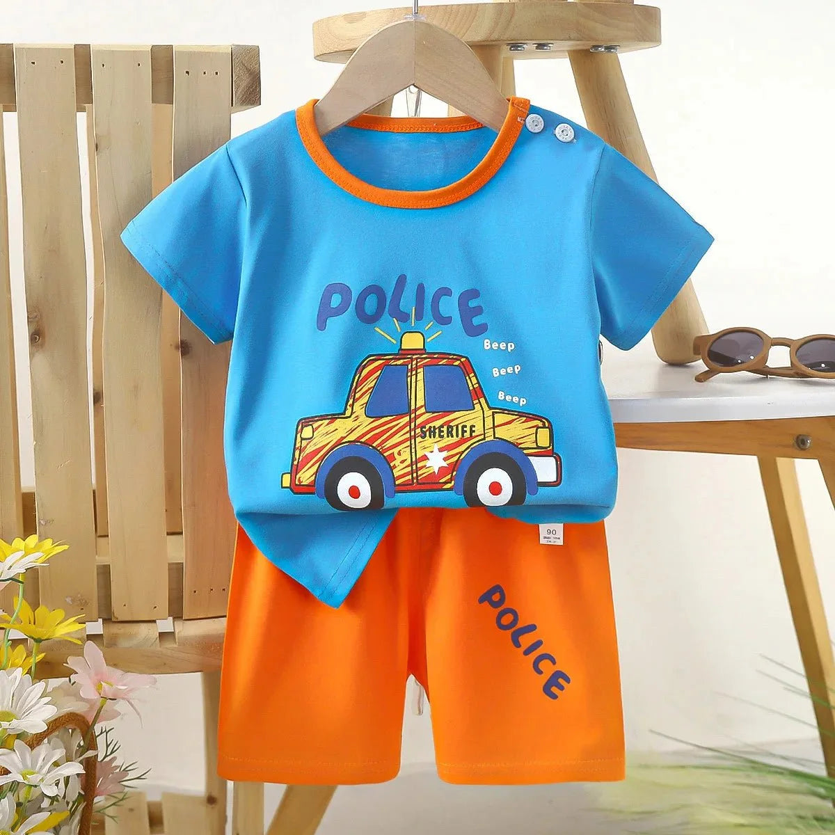 1 Sets Pure Cotton Kids Cartoon Clothing Summer Baby Fashion Short Sleeve Suits Boys Girls T-Shirts+Shorts Children Outfits