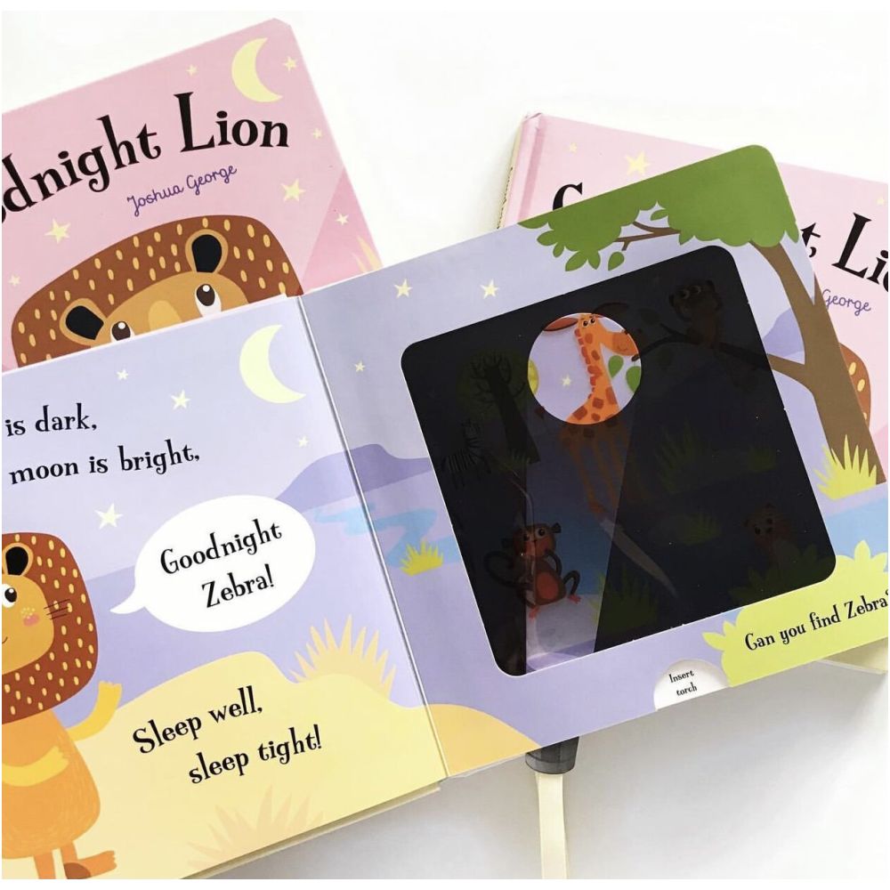 Goodnight Lion English Original A Rhyming Picture Book with a Magic Flashlight image 1