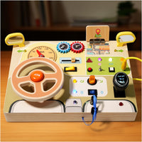 Cross border popular children s early education wooden LED light socket switch busy board toy hands on wooden toy