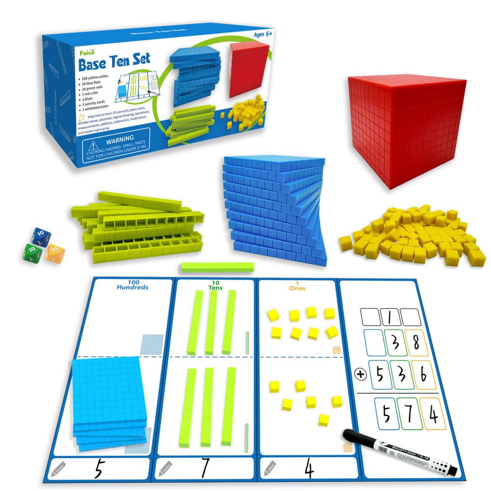 Ones tens hundreds thousands math teaching aids decimal math early childhood education decimal three dimensional math Montessori
