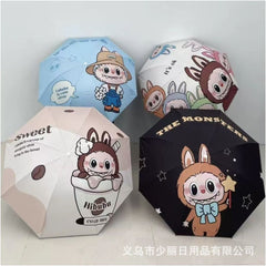 Popular Pop Mart Labubu umbrella dual use folding sun umbrella sun protection wholesale