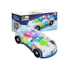 In stock children s interactive transparent gear racing car universal walking light and music electric toy car model