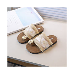 Girls slippers summer new style bohemian style beach girl baby tassel clip toe sandals flat sandals