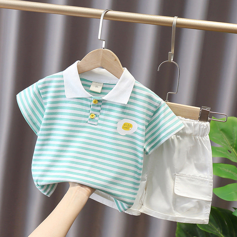 Boys Summer Cute - Boys' Summer Cute Stripes Solid Color Short-sleeved Shorts Two-piece Set - Boys Summer & Party Dresses
