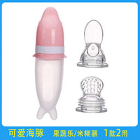 Rice Cereal Spoon, Fruit & Vegetable Baby Food Feeding Bottle Spoon Silicone Squeeze Feeding Spoon for Baby Safe Teething Snack Feeding