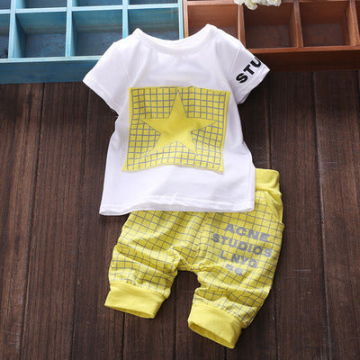 Summer New Style Baby Children'S Short-Sleeved Two-Piece Suit For Boys And Girls Five-Pointed Star - Boys Summer & Party