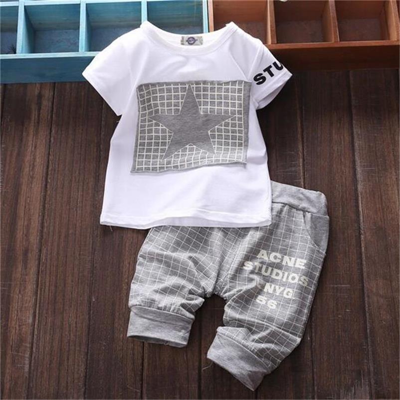 Summer New Style Baby Children'S Short-Sleeved Two-Piece Suit For Boys And Girls Five-Pointed Star - Boys Summer & Party