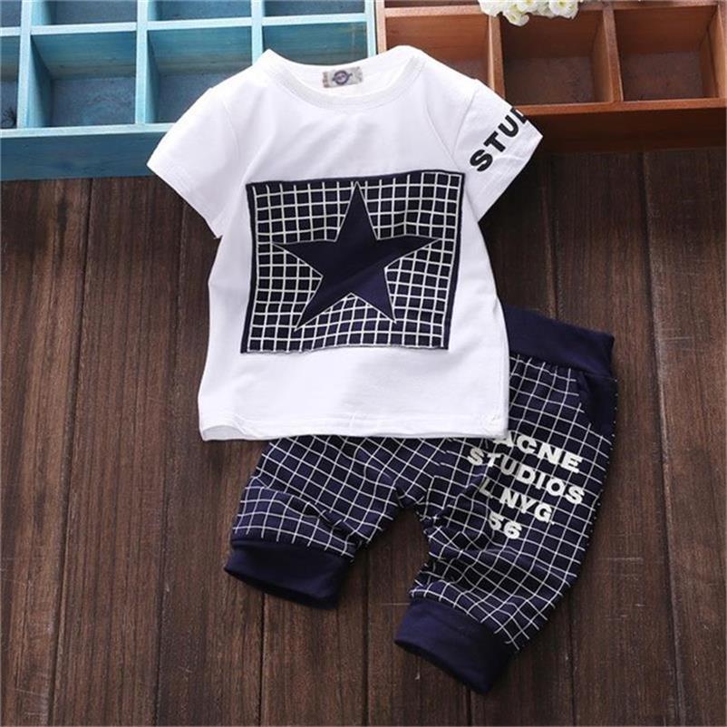 Summer New Style Baby Children'S Short-Sleeved Two-Piece Suit For Boys And Girls Five-Pointed Star - Boys Summer & Party