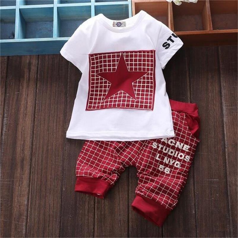 Summer New Style Baby Children'S Short-Sleeved Two-Piece Suit For Boys And Girls Five-Pointed Star - Boys Summer & Party