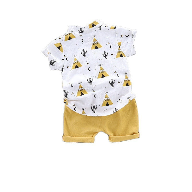 Stand Up Collar - Stand-Up Collar Shirt Kids Short Sleeves - Boys Summer & Party Dresses - Baby's World (view 2)
