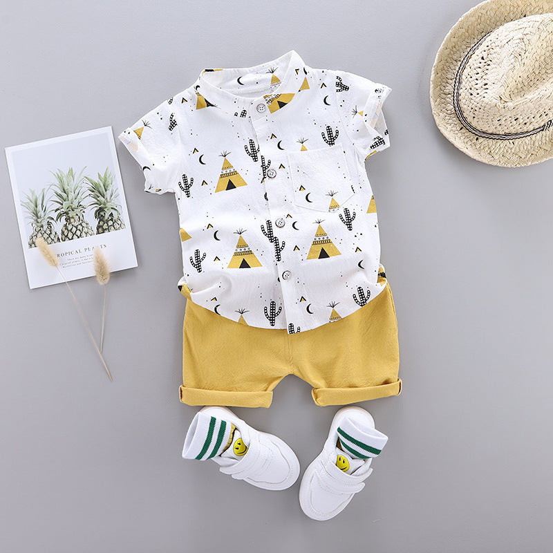 Stand Up Collar - Stand-Up Collar Shirt Kids Short Sleeves - Boys Summer & Party Dresses - Baby's World