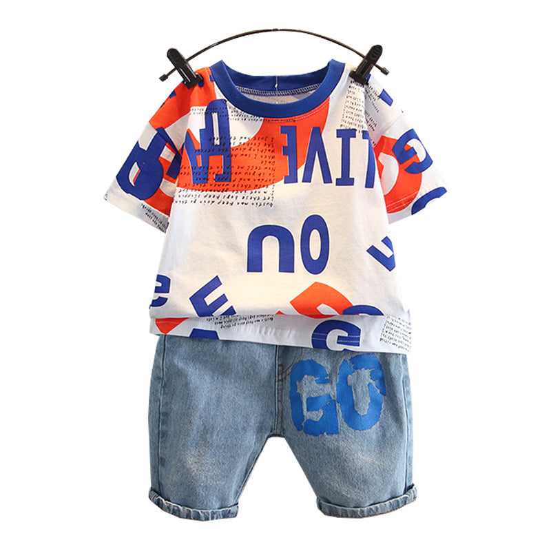 Summer Handsome Summer - Summer Handsome Baby Summer Short-sleeved Clothes Two-piece Suit - Boys Summer & Party Dresses