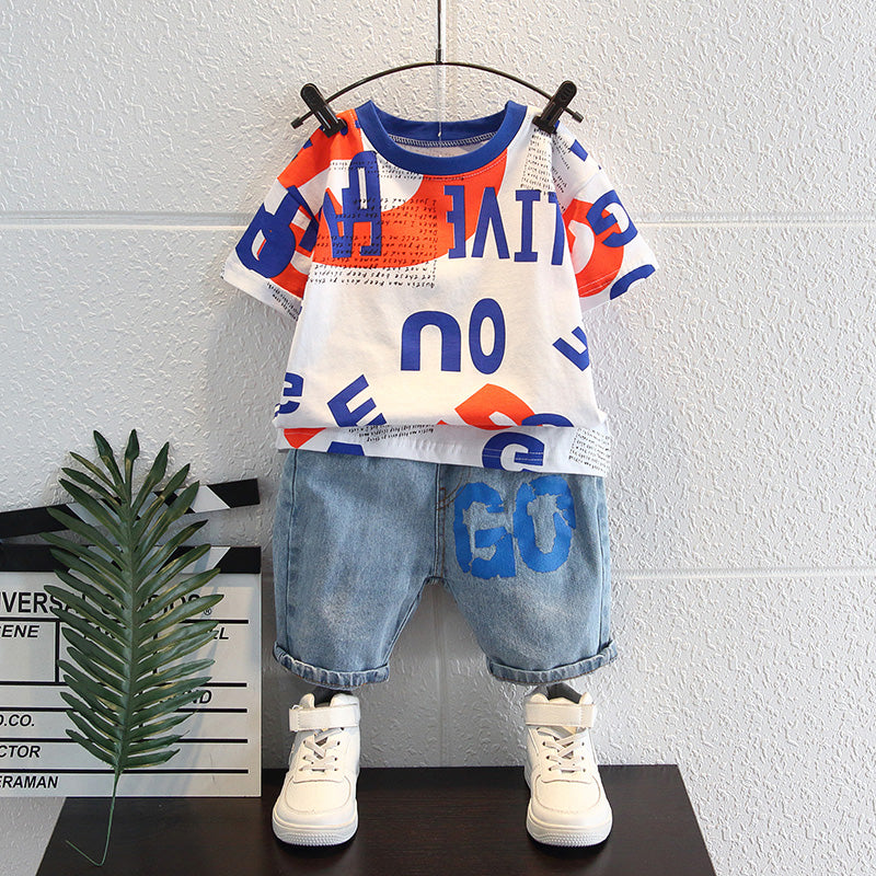 Summer Handsome Summer - Summer Handsome Baby Summer Short-sleeved Clothes Two-piece Suit - Boys Summer & Party Dresses