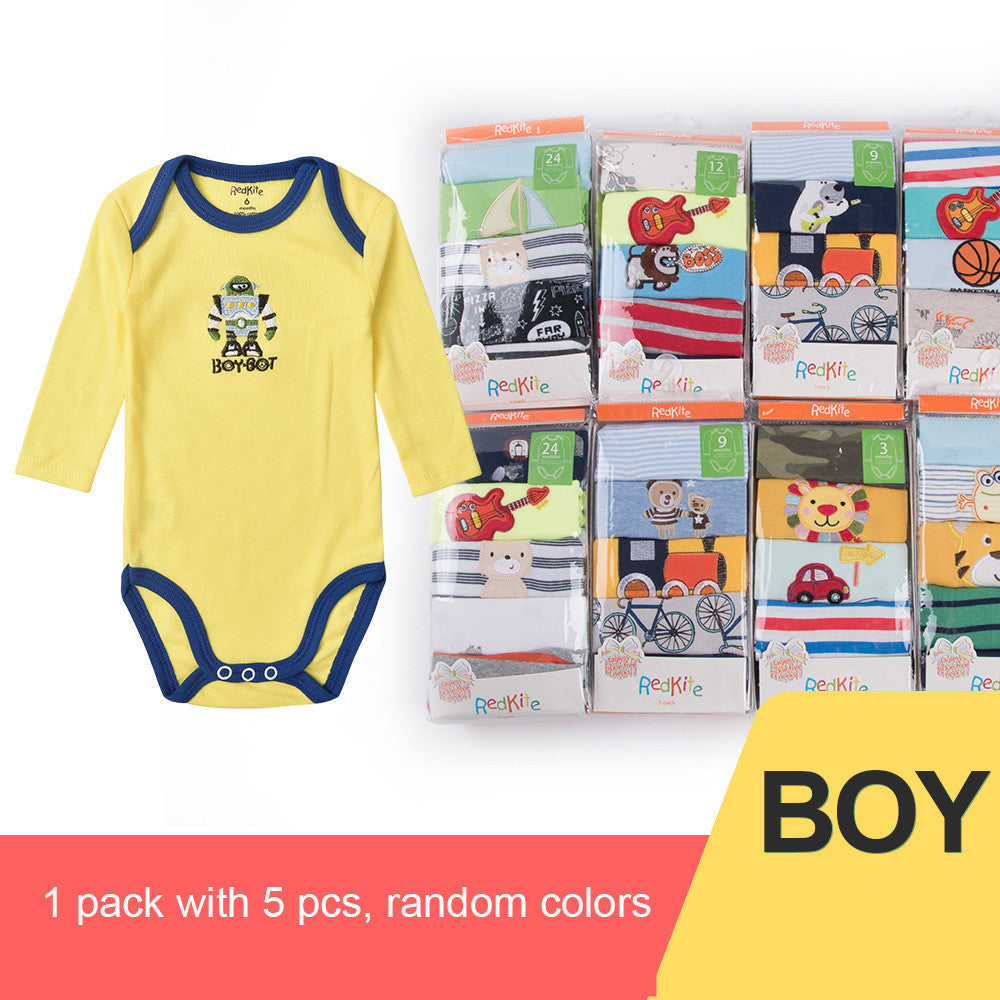 Redkite Romper Piece - Redkite Baby Romper 5-Piece Pack Cotton Envelope Collar Long Sleeve Triangle Romper baby romper