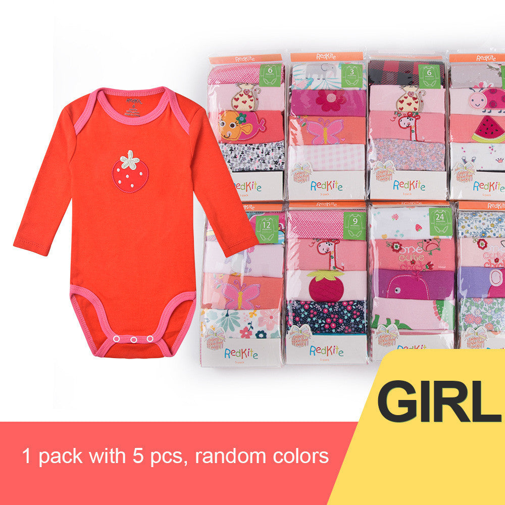 Redkite Romper Piece - Redkite Baby Romper 5-Piece Pack Cotton Envelope Collar Long Sleeve Triangle Romper baby romper