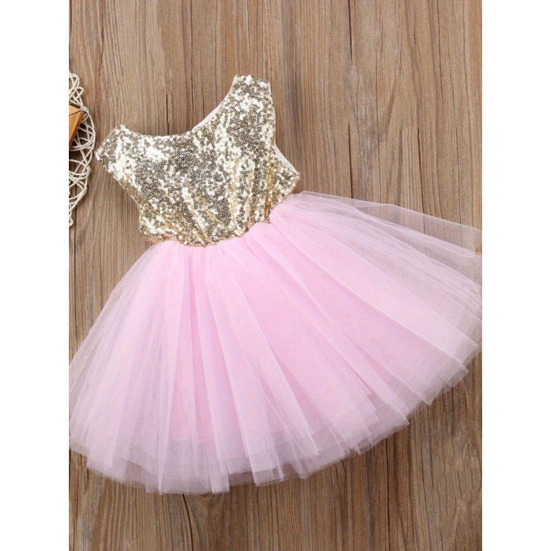 2026 New Cross-Border European and American Style Sleeveless Sequin Princess Mesh Dress for Toddlers - BaBy's World