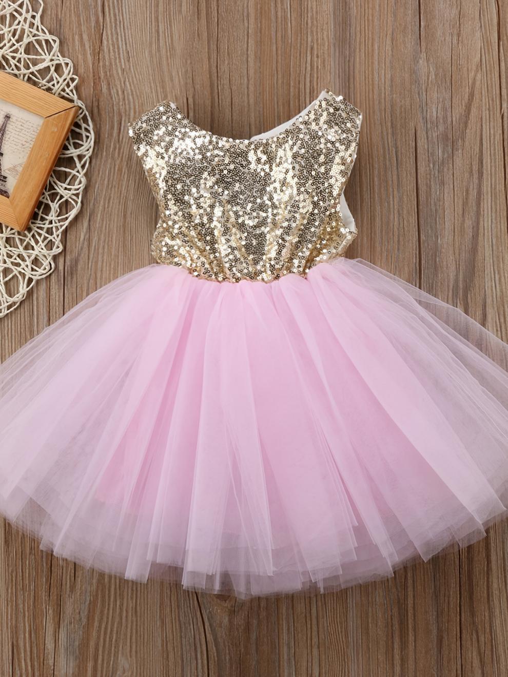 2026 New Cross-Border European and American Style Sleeveless Sequin Princess Mesh Dress for Toddlers - BaBy's World