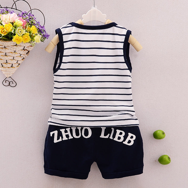 Baby Boys Summer Vest Set – Cotton Sleeveless Two Piece Outfit - Boys Summer & Party Dresses - Baby's World (view 7)