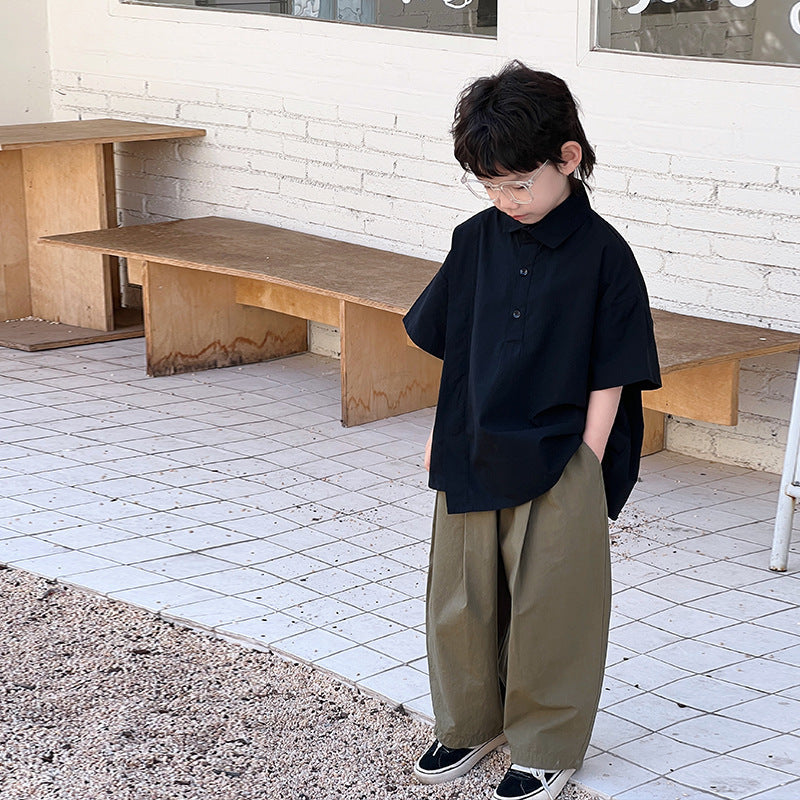 Children Summer Clothing - Children's Summer Clothing Boy's Short-sleeved White Shirt - Boys Summer & Party Dresses - Baby's
