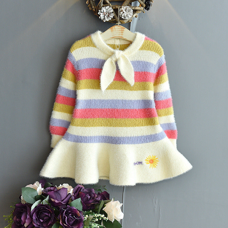 Striped rainbow carrot dress