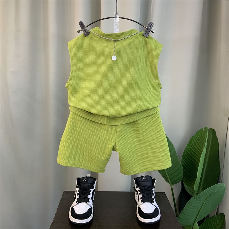 Boys New Fashionable - Boys' New Fashionable Summer Clothing Sleeveless Gym Clothes Pu Shuai Two-piece Suit - Boys Summer &