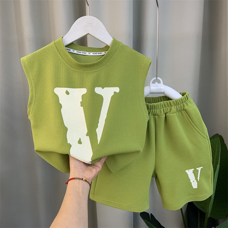 Boys New Fashionable - Boys' New Fashionable Summer Clothing Sleeveless Gym Clothes Pu Shuai Two-piece Suit - Boys Summer &