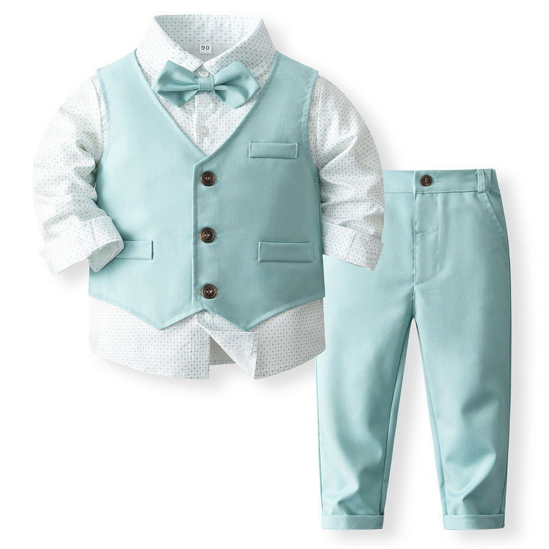 Boy Waistcoat Suit - Boy's Waistcoat Suit Spring And Autumn Flower Girl Wedding Clothes Suit - Boys Summer & Party Dresses