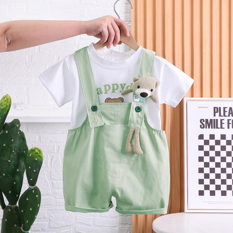 Summer Children Cotton T-shirt Suspender Suit - Boys Summer & Party Dresses - Baby's World (view 9)