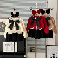 Autumn And Winter Bowknot Knitted Puff Sleeve Classic Style
