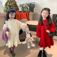 Girls' Fried Dough Twist Knitting Fishtail Sweater Dress