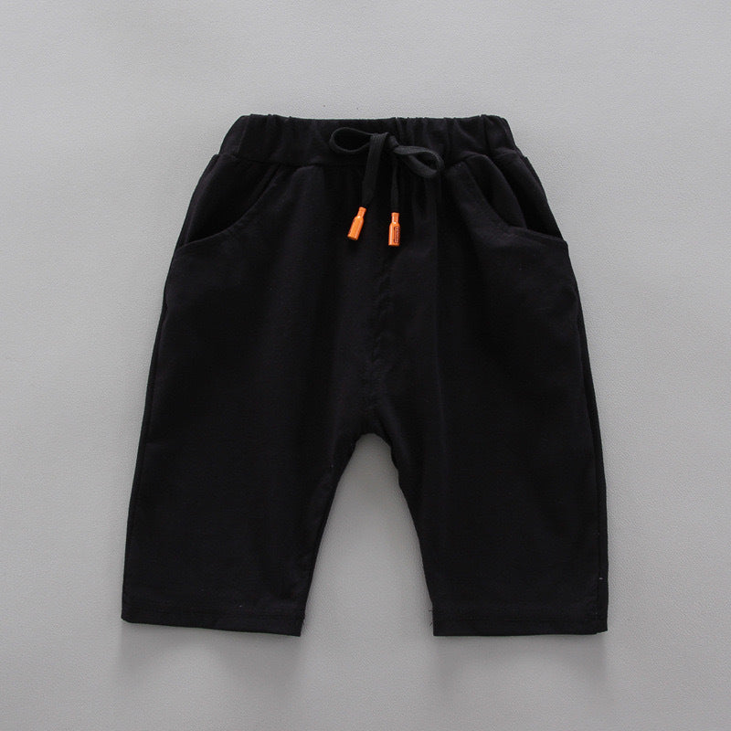 Summer Children Boys - Summer Children's Boys' Handsome Casual Stand Collar Two-button Triangle Mark Short-sleeved Shorts