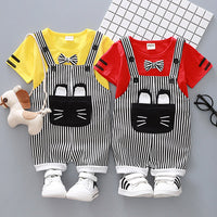 Boys Cartoon Suspender Outfit – Cotton Two Piece Set