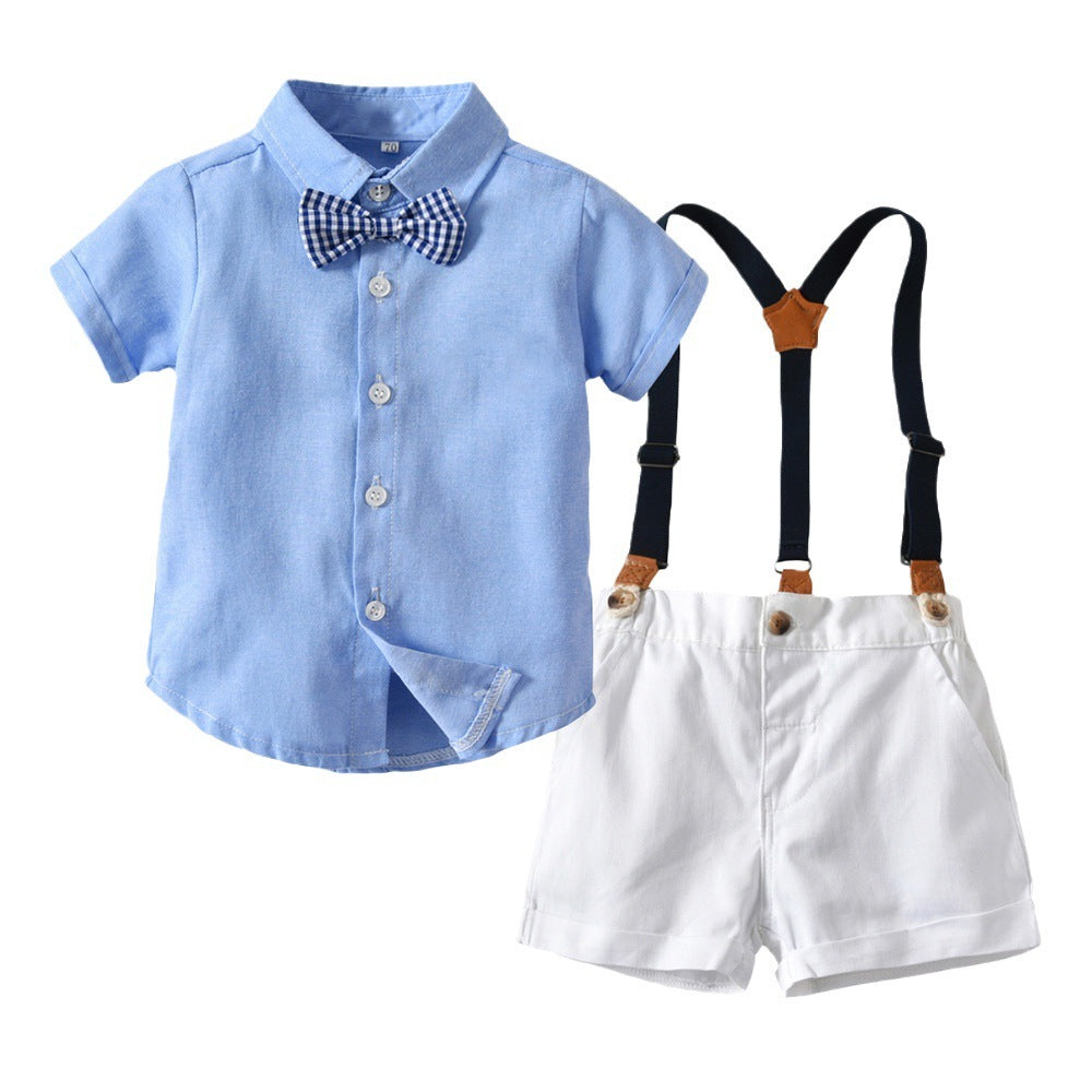 Summer Korean Style Boy's Short-sleeved Shirt Suspender Pants Suit - Boys & Kids dresses - Baby's World (view 4)