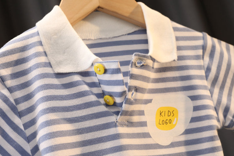Boys Summer Cute - Boys' Summer Cute Stripes Solid Color Short-sleeved Shorts Two-piece Set - Boys Summer & Party Dresses