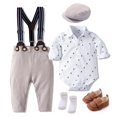 Boys Suit Romper - Boys Baby Suit Romper Short-sleeved Jumpsuit Overalls - Boys Clothing - Baby's World (view 6)