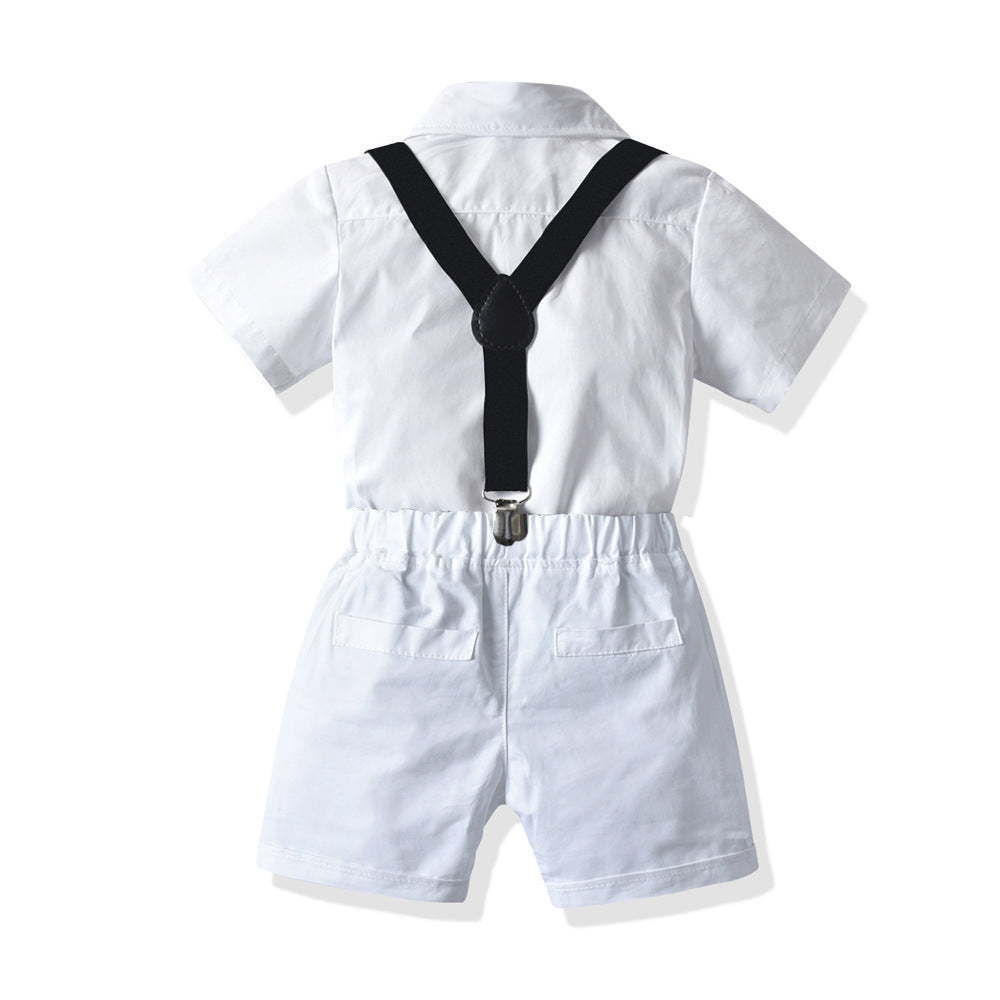 Boys White Short - Boys' White Short-sleeved Shirt Suspender Shorts - Boys & Kids dresses - Baby's World (view 3)