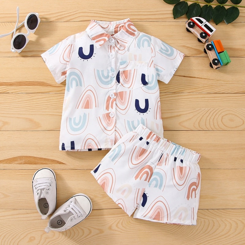 Baby Rainbow Leaves Printed Casual Shorts Suit - Boys Summer & Party Dresses - Baby's World