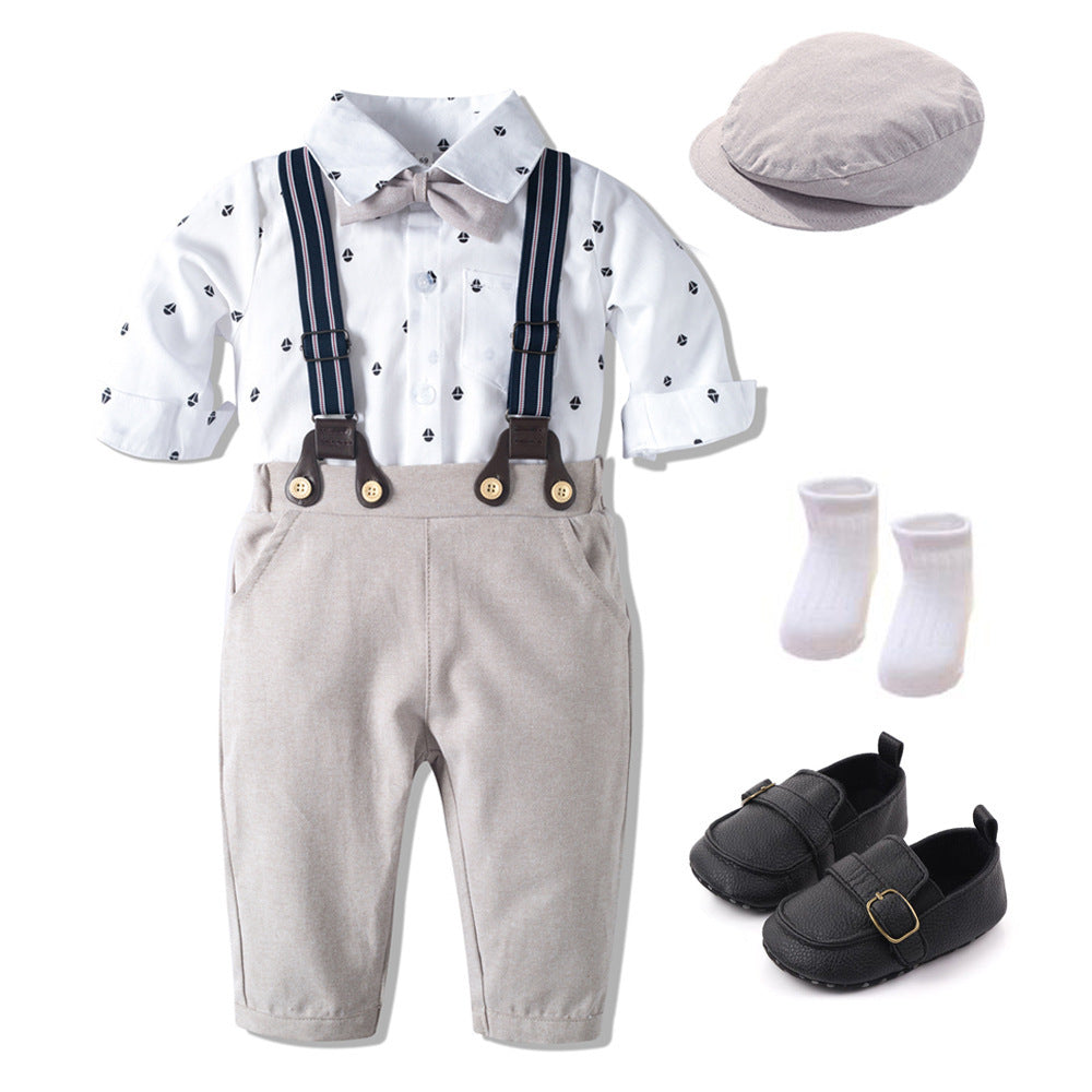 Boys Suit Romper - Boys Baby Suit Romper Short-sleeved Jumpsuit Overalls - Boys Clothing - Baby's World (view 2)
