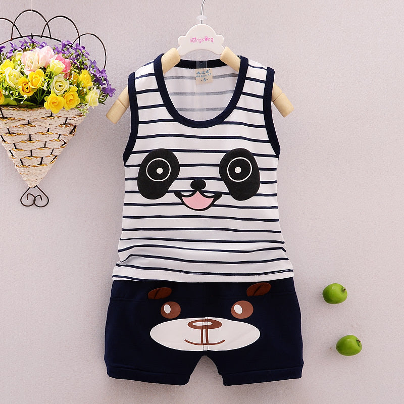 Baby Boys Summer Vest Set – Cotton Sleeveless Two Piece Outfit - Boys Summer & Party Dresses - Baby's World (view 3)