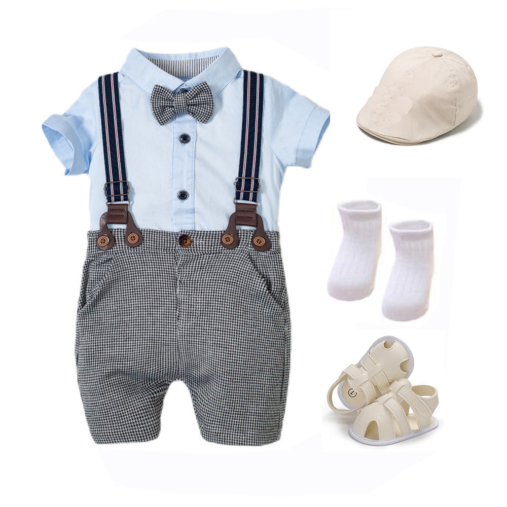 Boys Suit Romper - Boys Baby Suit Romper Short-sleeved Jumpsuit Overalls - Boys Clothing - Baby's World (view 8)