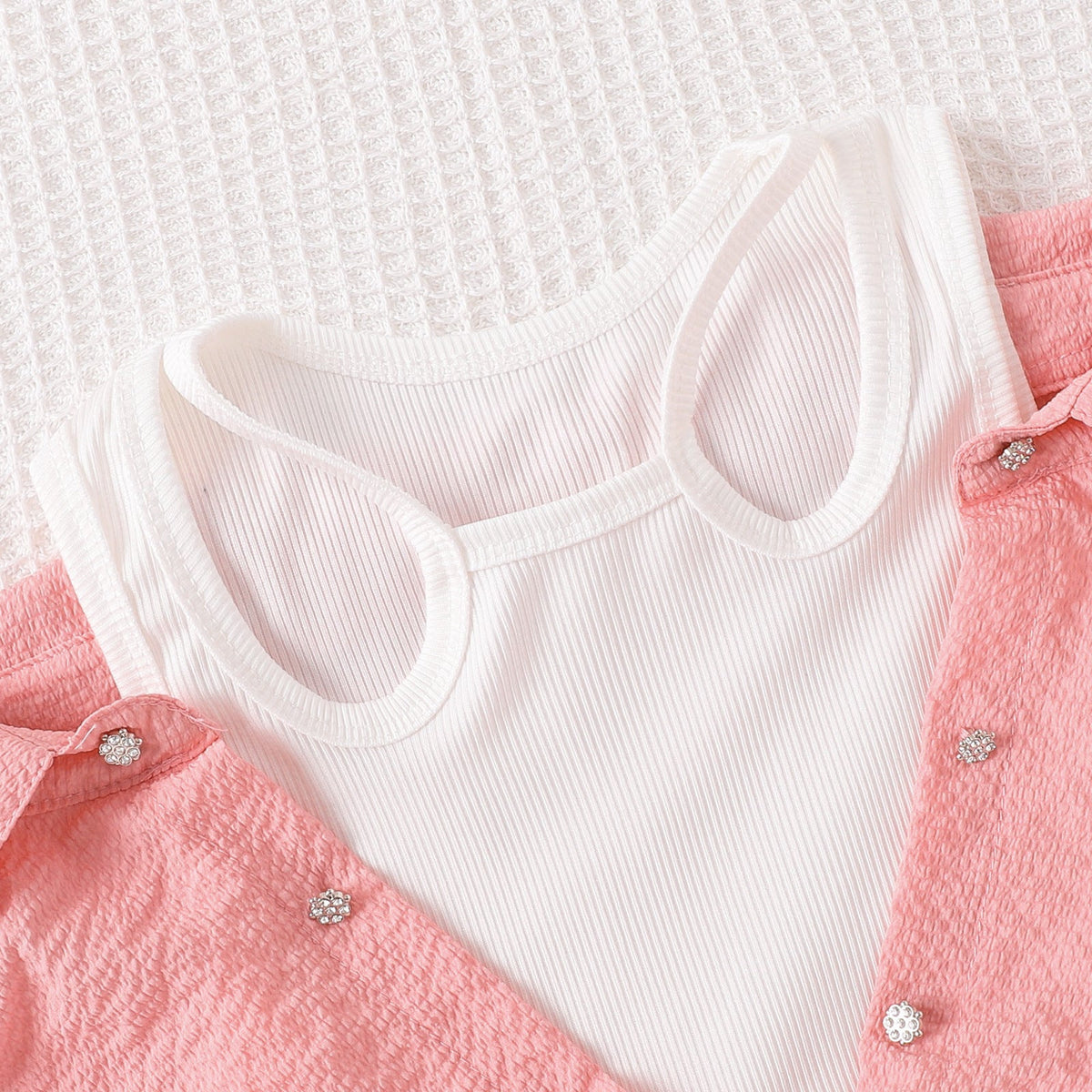 Fake Two-piece Off-shoulder Top With Flared Jeans