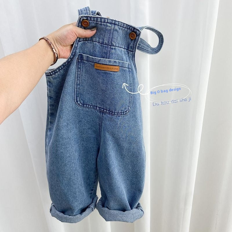 Children's Popular Denim Simple Suspender Pants