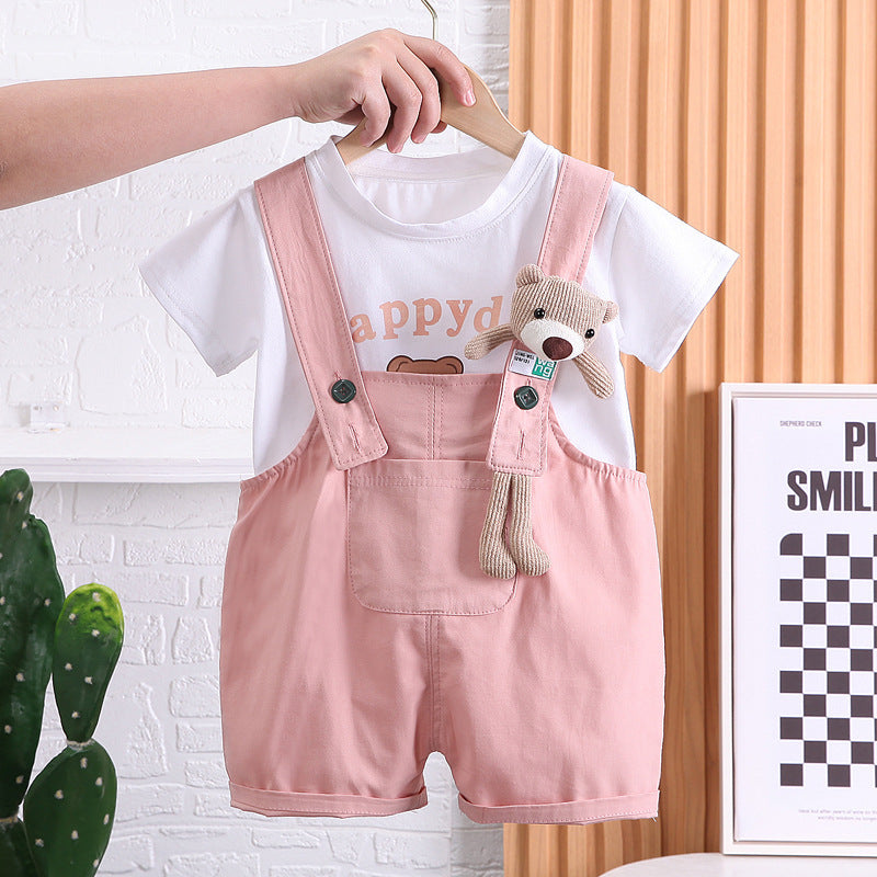 Summer Children Cotton T-shirt Suspender Suit - Boys Summer & Party Dresses - Baby's World (view 10)