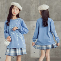 Girls Autumn Net Celebrity Cotton Sweater Long-sleeved Big Children's Suit